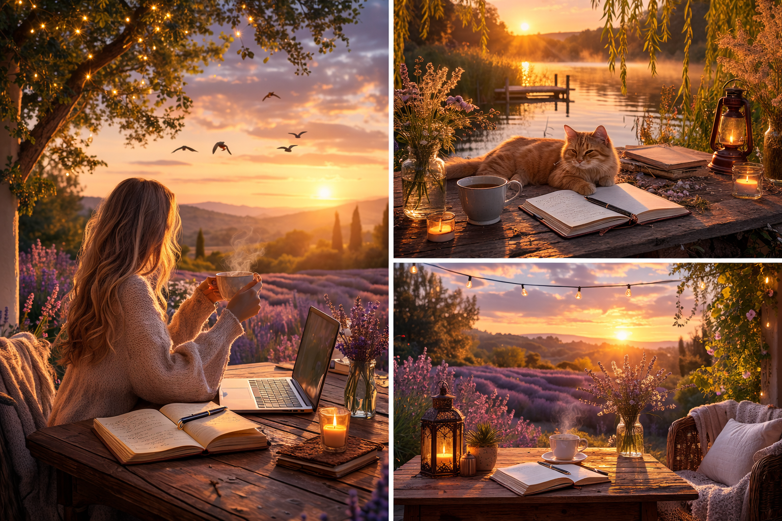 peaceful lifestyle scene representing quiet habits of happy people