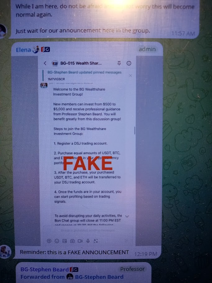 bg wealth telegram group fake too